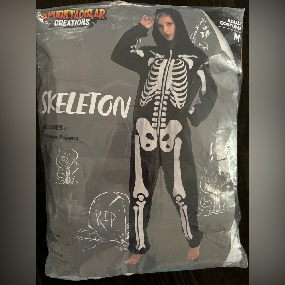 Skeleton onesie jumpsuit Halloween costume medium